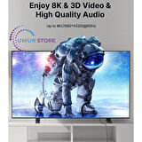 8k UHD Uzun HDMI Kablosu 48GBPS Yüksek Hızlı HDMI 2.1 Örgülü Oyuncu Kablo 4K 120Hz 144Hz 8k 60Hz Dinamik Hdr Dts:x 5 mt