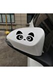 Sevimli Panda Yüz Tasarımi Su Geçirmez Çıkarılabilir Oto Sticker 4 Adet 27*12 Cm