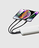 3’ü 1 Arada Hızlı Şarj Kablosu iOS Android Type-C Uyumlu ve Dayanıklı