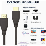 8K@60Hz HDMI 2.1 Ethernet 48Gbps. Veri Aktarım - eARC - 3D Ready Destekli Altın Kaplama 5 Metre HDMI Kablo