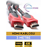 3 Metre HDMI Kablo Full Hd Tv Monitör Uydu Alıcısı Pc Uyumlu HDMI Kablosu