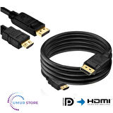 Displayport To HDMI Dönüştürücü Kablo 5 Metre