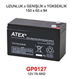 12V 7A AKÜ - UZUNLUK x GENİŞLİK x YÜKSEKLİK 150 x 65 x 94