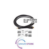 v2.0 2mt, 4K / 3D, Ağ Destekli, Altın Uçlu HDMI Kablo (DK-HD-CV20L200TV)