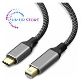 Type-C To Mini Display Port Kablo 4K 60Hz 180 cm Görüntü Aktarım Kablosu