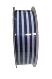 Tafta Çizgi Desen Kurdele 25 mm Lacivert 2 Metre
