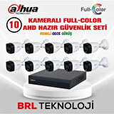 Dahua 10 Kameralı Renkli Gece Görüşlü Full Hd Güvenlik Kamera Seti