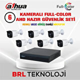 Dahua 6 Kameralı 40 Metre Renkli Gece Görüşlü Fullhd Dahili Mikrofonlu Kamera Seti
