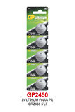 3V LİTYUM PARA PİL CR2450 5’Lİ