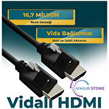 Vidalı HDMI 2.0 4K Ultra Hd 60 Hz Ses ve Görüntü Aktarım Kablosu 6 Metre