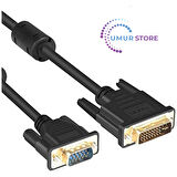 3m Metre 24+5 DVI To VGA Kablo - Altın Uçlu DVI VGA Kablo