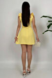 Soléa Kadın Sarı Fiyonklu Mini Elbise – Yazlık Şık Tasarım