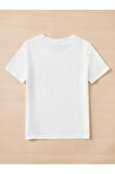 Kadın Beyaz Saç Baskılı Oversize Bisiklet Yaka T-shirt