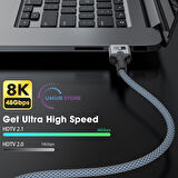 2-Metre HDMI To HDMI Ultra Sertifikalı HDMI 2.1 Kablo 48Gbps 8K/60Hz,4K/120Hz,4K/60Hz, Earc, Hdcp 2.2, D-Hdr, Dolby Vision