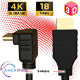 HDMI 2.0 4K Ultra Hd 60 Hz L Tipi Ses ve Görüntü Aktarım Kablosu 5 Metre