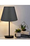 EvLight Black Tekli Abajur Metal Masa Lambası Siyah