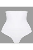 Çift Kat Yüksek Bel Çıtçıtlı Külot Korse Beyaz