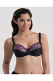 Kadın Toparlayıcı Dantelli Sütyen Siyah Mor 136