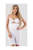 Desenli Yüksek Bel Çift Kat Paçalı Korse Beyaz 2074