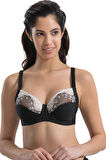 Kadın Siyah Toparlayıcı Dantelli Sütyen