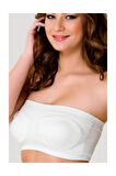 Straplez Pedli Toparlayıcı Sütyen Beyaz