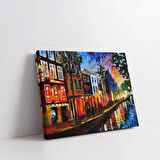 Gece Vakti Kanal Işıltısı Kanvas Tablo