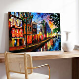 Gece Vakti Kanal Işıltısı Kanvas Tablo