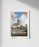 Çerçevesiz Poster Washington Capitol Vintage