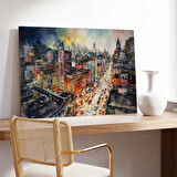 Yoğun Şehir Gecesi Kanvas Tablo