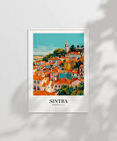 Çerçevesiz Poster Renkli Sintra Evleri Minimalist