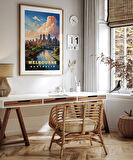 Çerçevesiz Poster Gün Batımında Melbourne Şehir