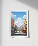Çerçevesiz Poster Tokyo Sokak Manzarası