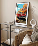 Çerçevesiz Poster Havana Sokaklarında Klasik Bir Araba