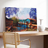 Kış Masalı Köyü Kanvas Tablo