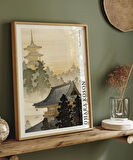 Çerçevesiz Poster Ohara Koson Pagoda ve Gökkuşağı