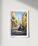 Çerçevesiz Poster Lyon'un Şirin Sokakları ve Vespa