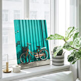 Turkuaz Bisiklet Dikey Kanvas Tablo