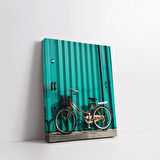 Turkuaz Bisiklet Dikey Kanvas Tablo