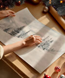 Çerçevesiz Poster Çam Ağaçlarıyla Kar Dağları