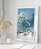 Çerçevesiz Poster Hasui Kawase Ikegami'deki Honmonji Tapınağı