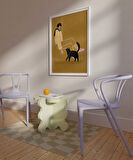 Çerçevesiz Poster Kedi ve Kadın İllüstrasyon