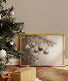 Çerçevesiz Poster Işıklarla Süslenmiş Çamlar