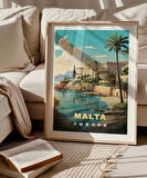 Çerçevesiz Poster Malta Sahil Manzarası ve Akdeniz Huzuru