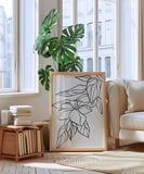 Çerçevesiz Poster El Çizimi Çiçek ve Yaprak Motifli Minimalist