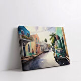 Renkli Sokak Yatay Kanvas Tablo