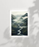 Çerçevesiz Poster Sisler İçinde Nehir