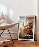 Çerçevesiz Poster London İkonik Çift Katlı Otobüs