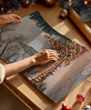 Çerçevesiz Poster Karla Aydınlanmış Kilise