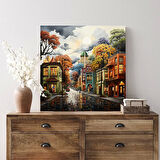 Dört Mevsim Şehir Kanvas Tablo