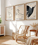 Çerçevesiz Poster Picasso Minimal Çizgi Sanatı 3'lü